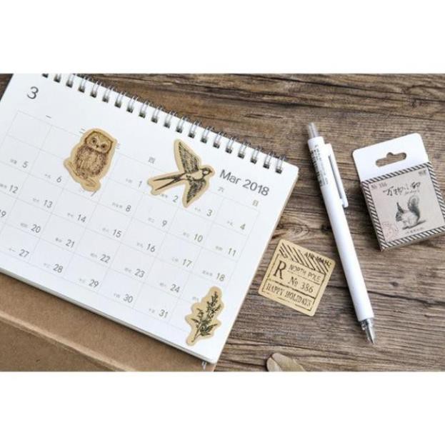 Bộ 46 Sticker tem động vật và hoa lá Trang Trí E53