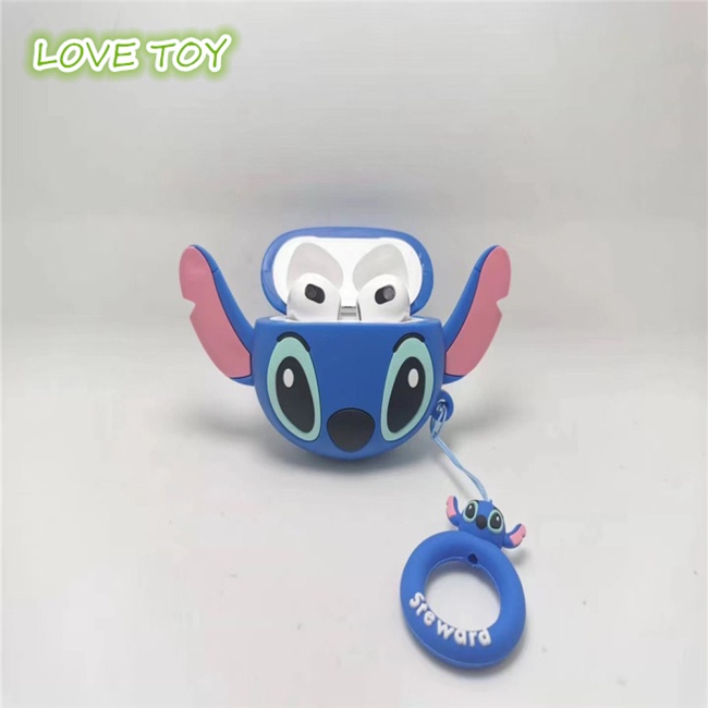 Vỏ Bảo Vệ Hộp Sạc Tai Nghe Bluetooth Bằng Silicon Hình Mickey Minnie Stitch