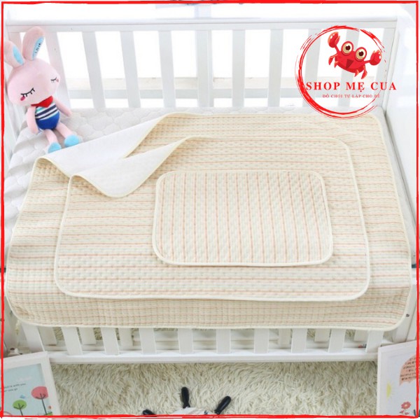 Tấm lót chống thấm cotton hữu cơ tự nhiên 4 lớp, thoáng khí an toàn cho da bé