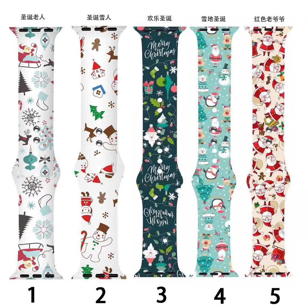 Printed sport band for Apple Watch 38mm 40mm 42mm 44mm Series 6 SE 5 4 3 2 1 Silicone strap for iWatch 5 44mm Christmas gift