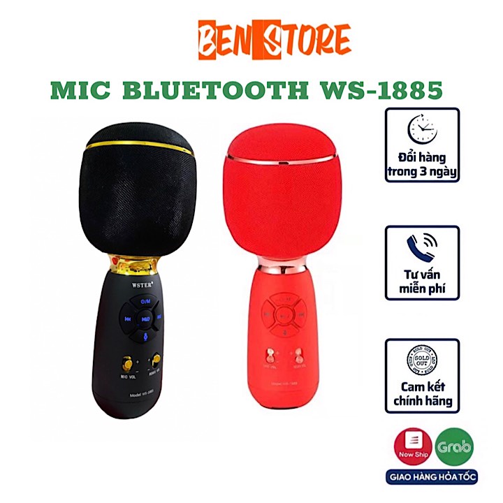 Micro karaoke kèm loa bluetooth WS 1885 dòng không dây mới nhất