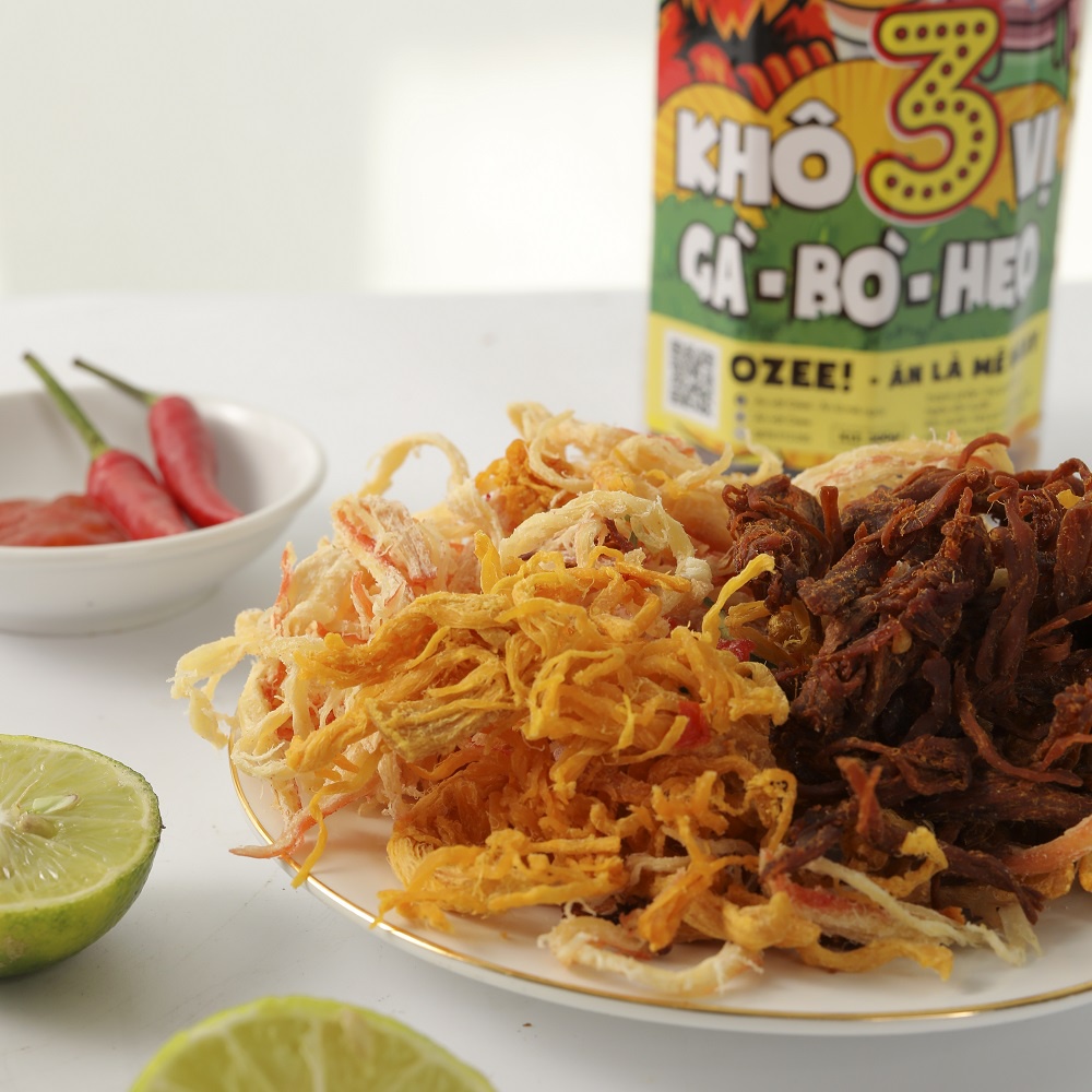 [Mã 267FMCGSALE giảm 8% đơn 500K] Khô gà mix khô heo, khô mực Ozee hộp 300g mix 3 vị, Ăn vặt Hà Nội - Ăn là mê ngay | BigBuy360 - bigbuy360.vn