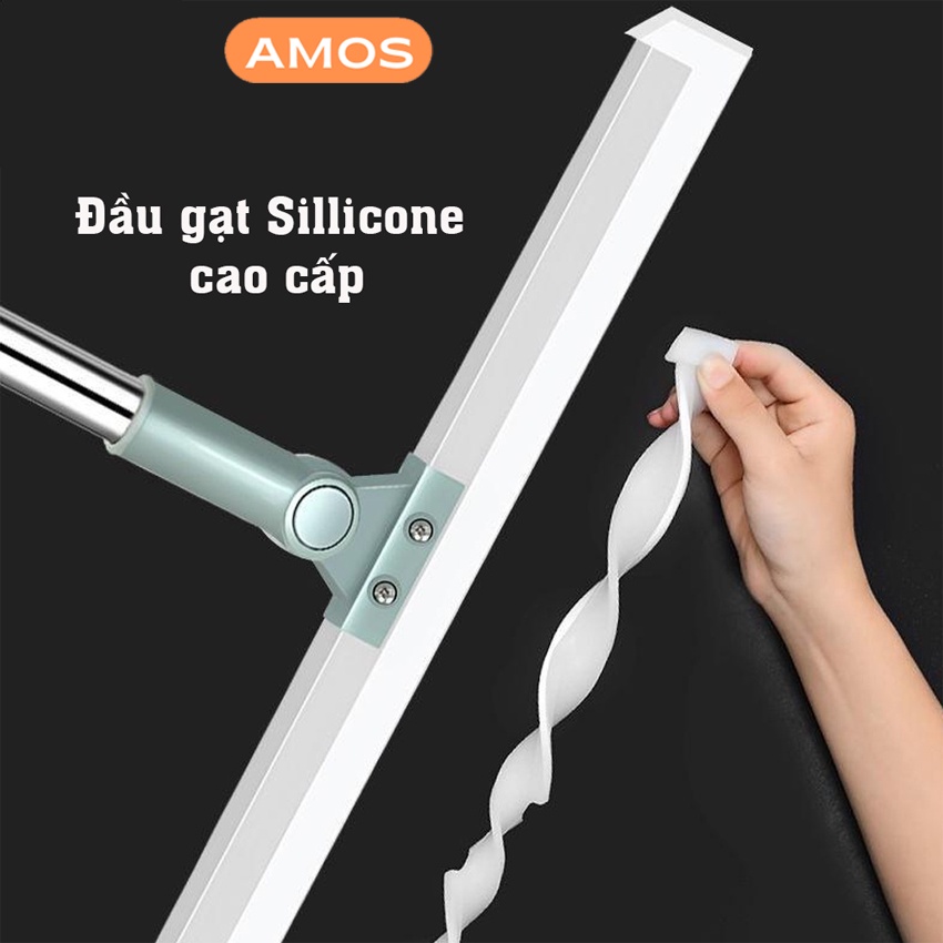Chổi gạt nước sàn nhà tắm silicon AMOS chống trượt,  Chổi chà sàn, quét nhà thông minh xoay 360 độ cán inox điều chỉnh