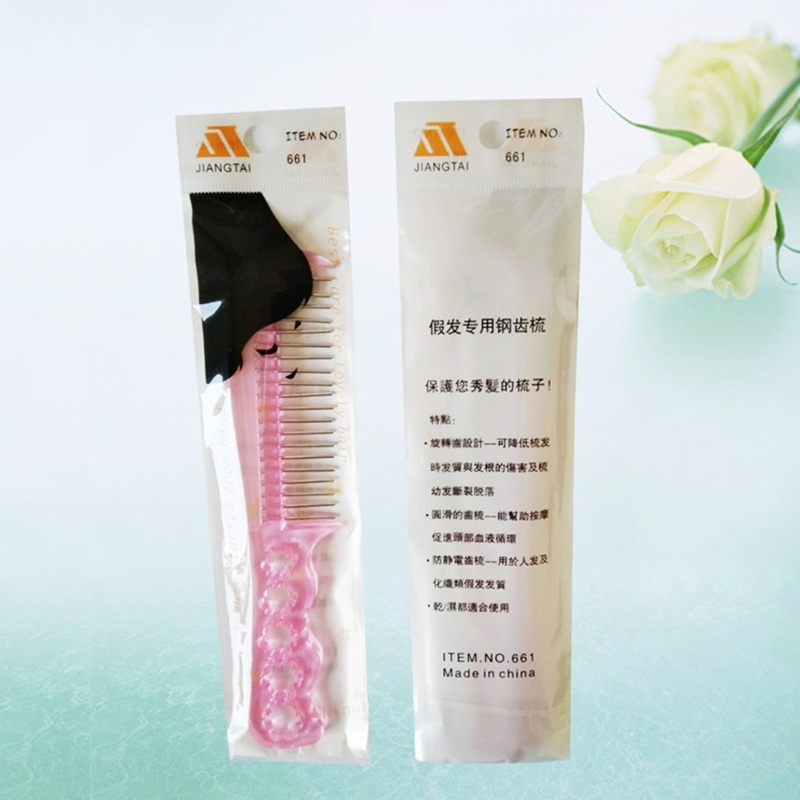 Lược Chải Tóc Giả Chống Tĩnh Điện Bằng Thép Không Gỉ Tay Cầm Nhựa