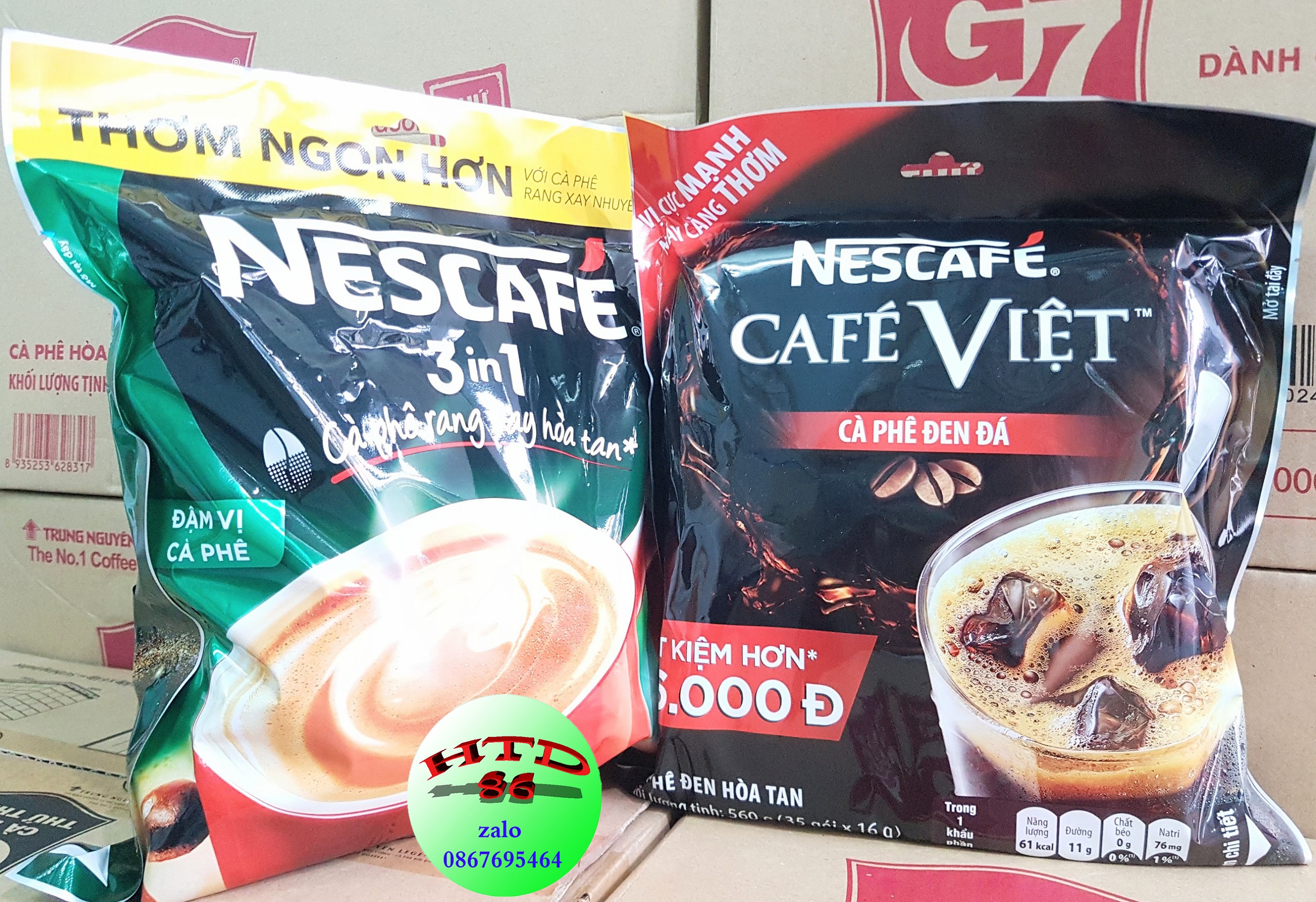 Cà phê hòa tan NesCafe bịch Xanh 46 gói - cafe sữa nescafe 3 in 1