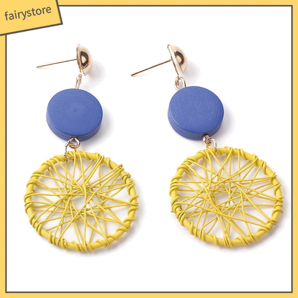 Khuyên Tai Gỗ Hình Vòng Bắt Giấc Mơ Phong Cách Vintage