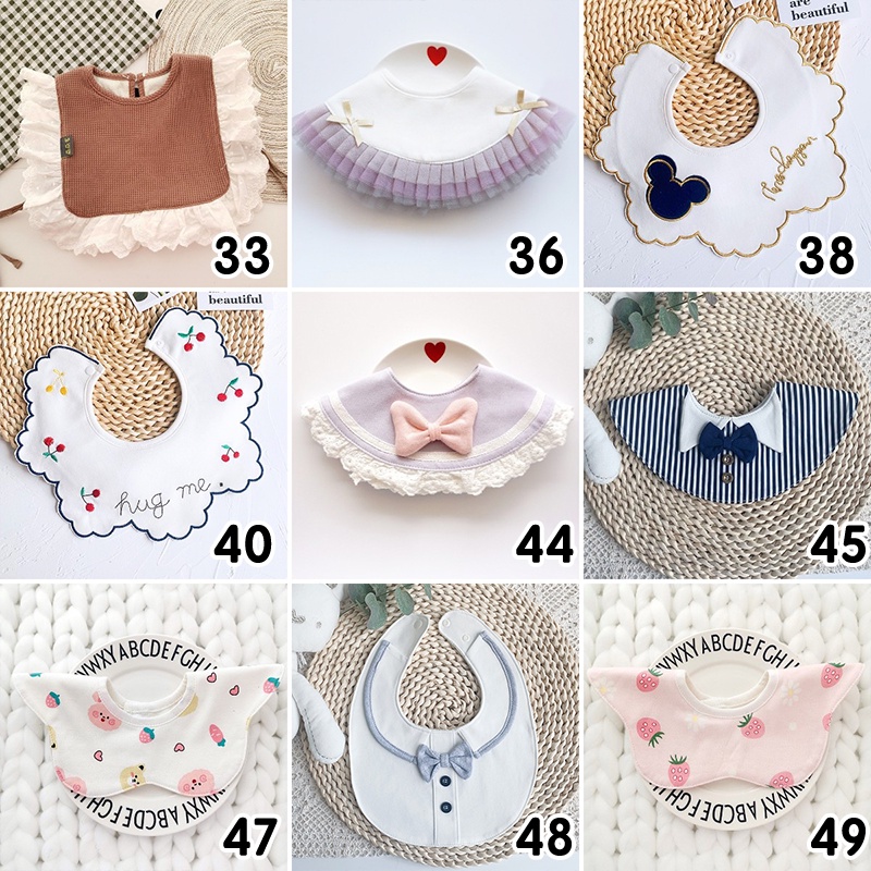 Yếm Ăn Cotton 360 Độ Chống Thấm Nước Họa Tiết Hoạt Hình Xinh Xắn 0147-1