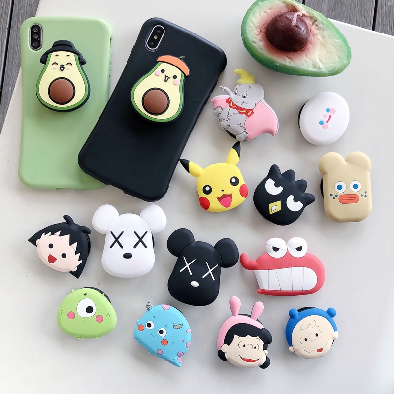 Rotation Folding Air Bag Finger Stand Ring Cute 3D cartoon Silicone TPU phone Holder Various Patterns of Personality