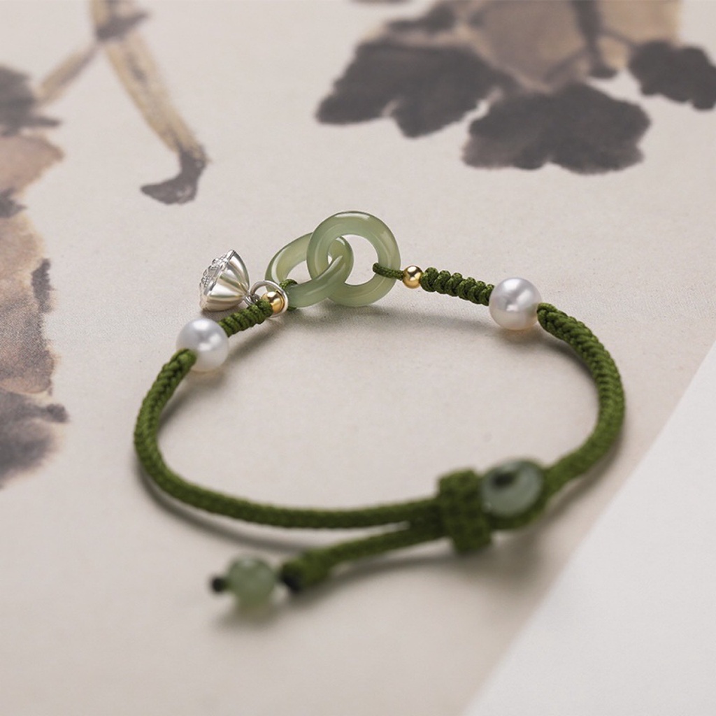 [Hàng Mới] Vòng Đeo Tay Hạt Ngọc Trai Hình Hoa Sen