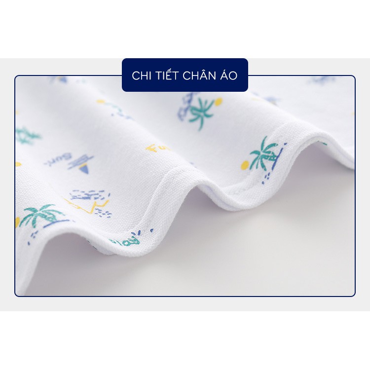 Áo Polo bé trai WELLKIDS áo đi biển cho bé họa tiết cây dừa chất cotton hàng xuất Âu Mỹ