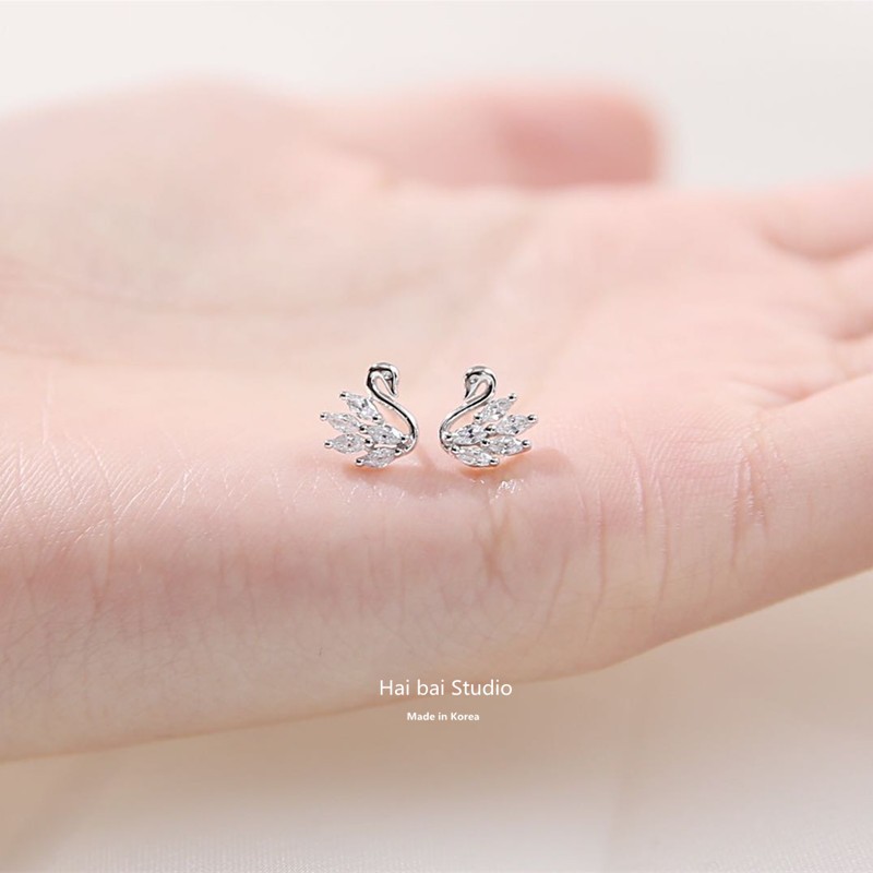 Bông tai bạc nữ thiên nga DaLiA Jewelry cho bé và người lớn khuyên tai bạc cá tính hoa tai 925 thu thút mọi ánh nhìn