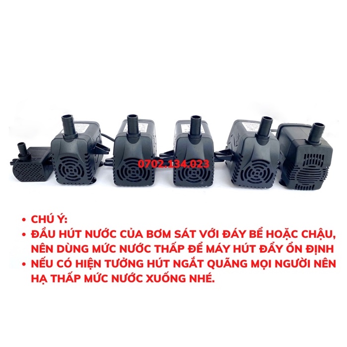 Máy bơm nước chìm mini 4W 8W 13W 16W 18W 25W điện 220V, Bơm quạt hơi nước, Bể cá thủy sinh, Hòn non bộ