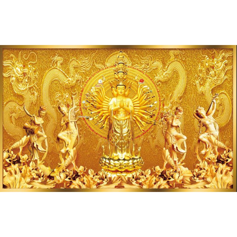 Tranh thêu Phật Thiên Thủ Thiên Nhãn 150× 70cm