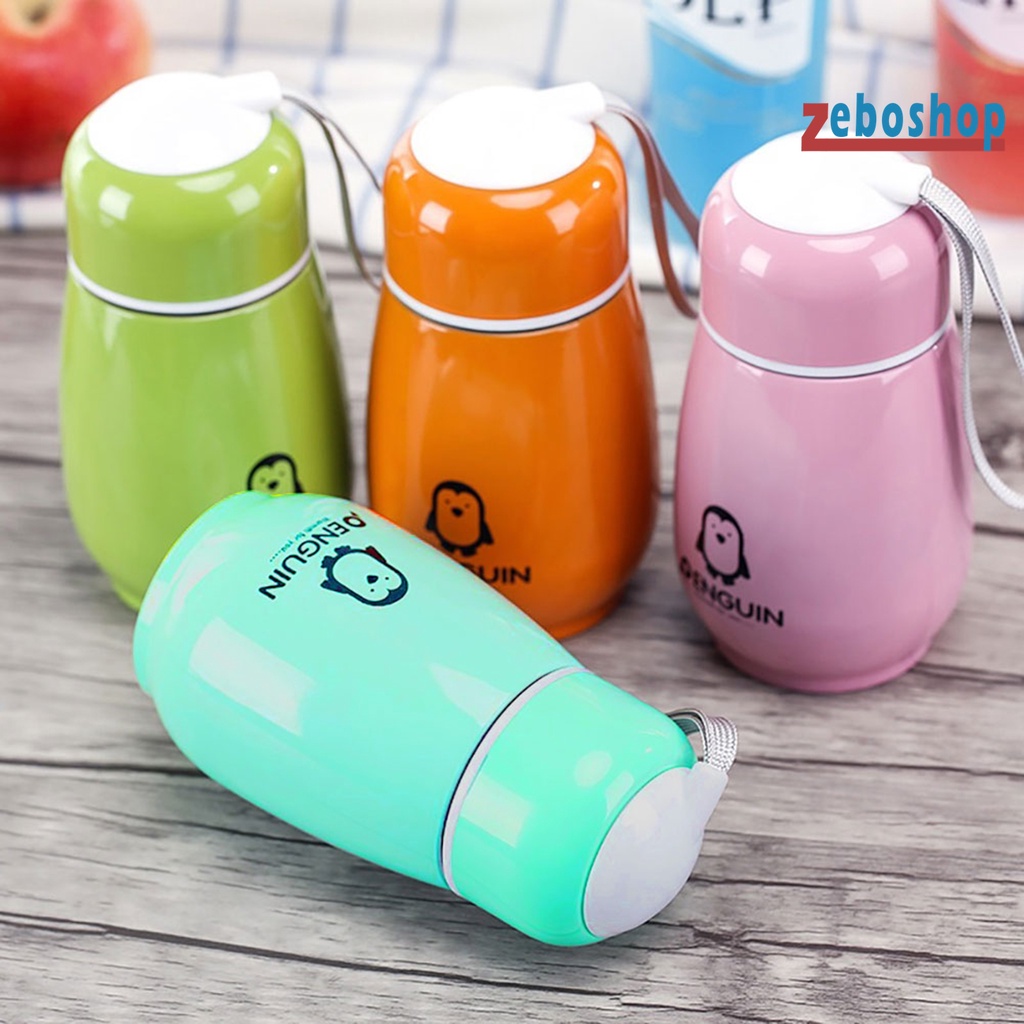Bình Nước Giữ Nhiệt 180ml Bằng Thép Không Gỉ Hình Chim Cánh Cụt