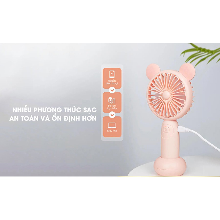 Quạt cầm tay mini cute, quạt cầm tay tích điện mini cute hàng chính hãng ICYBERNET REMAX F41