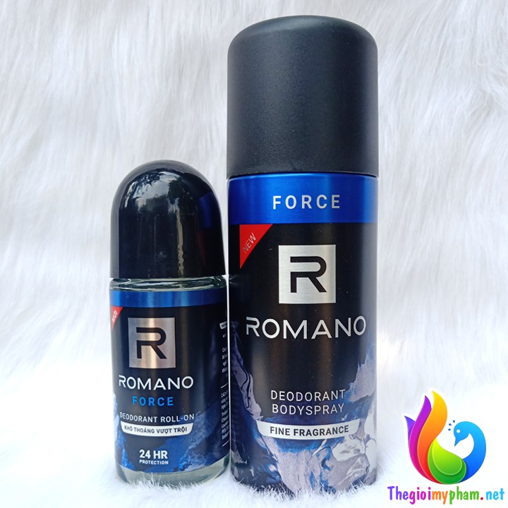 Combo Romano Force: Xịt Khử Mùi Toàn Thân Cho Nam 150ml và Lăn Khử Mùi 50ml