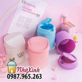 Thùng rác mini kiểu hàn quốc nắp lật / hộp đựng giấy bút