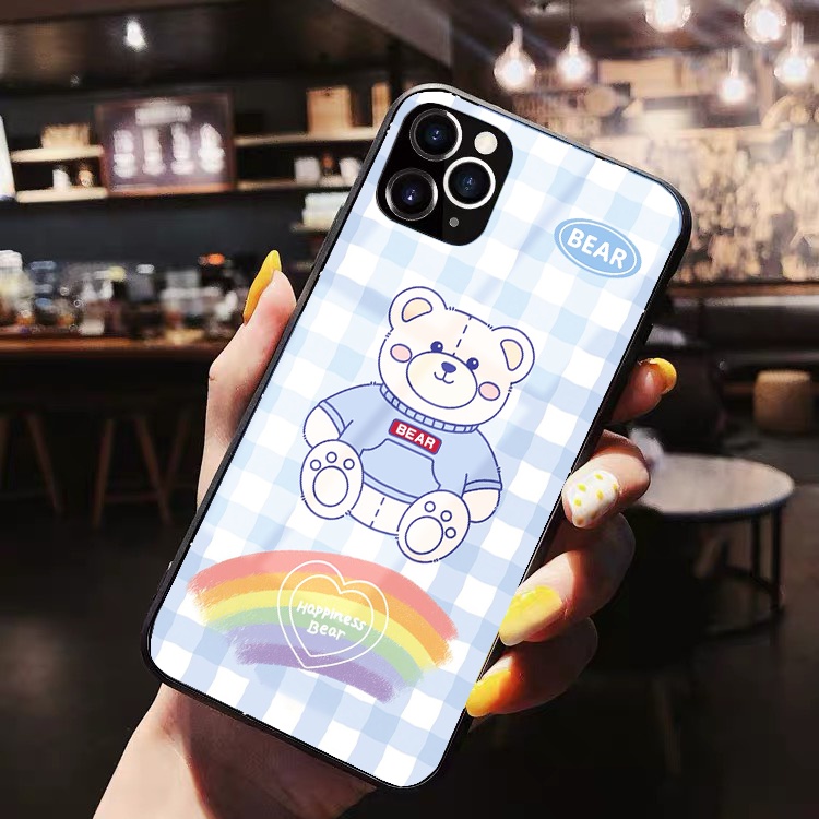 Ốp IPHONE kính cường lực Gấu Cầu Vồng ốp lưng iphone 6s 6plus 7 plus 8 x xr xsmax 11 12 13 pro promax