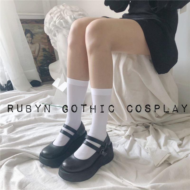 Tất trơn trắng, đen phong cách lolita học sinh ( hàng quảng châu )