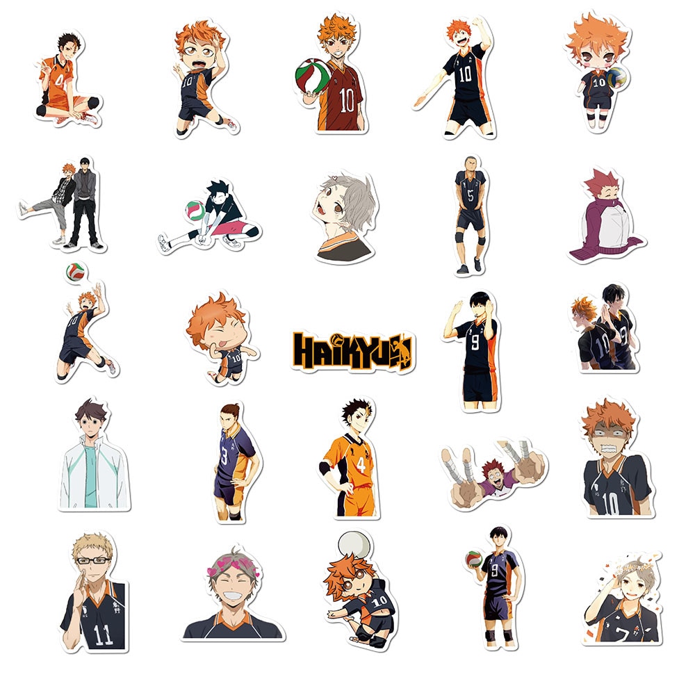 Bộ 50 Miếng Dán Họa Tiết Anime Haikyuu Độc Đáo Trang Trí Laptop / Điện Thoại / Vali / Ván Trượt / Chơi Game Ps4 Diy