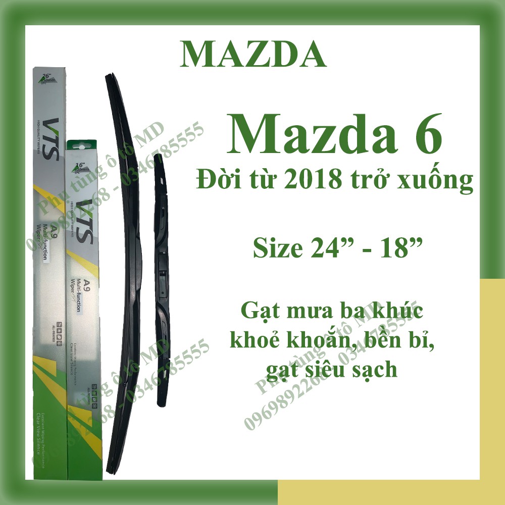 Bộ gạt mưa Mazda 6 các đời và gạt mưa các dòng xe khác của Mazda Premacy, BT 50, CX 5, CX 9, Mazda 2, Mazda 3