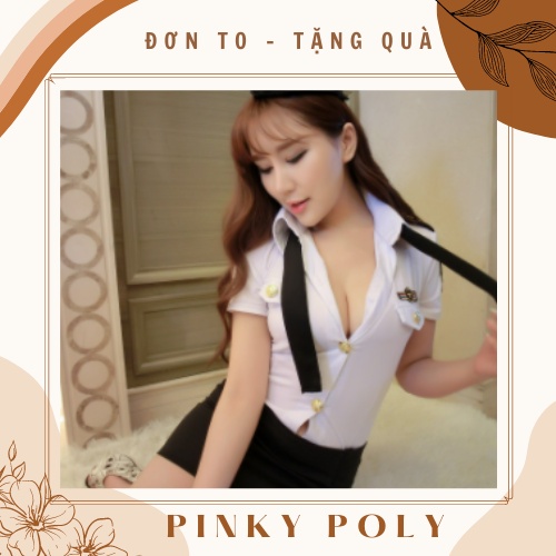 Set Cosplay Tiếp Viên Hàng Không Sexy Quyến Rũ (Mũ + Cà Vạt) - Váy Ngủ Đồng Phục PinkyPoly CP09 | BigBuy360 - bigbuy360.vn