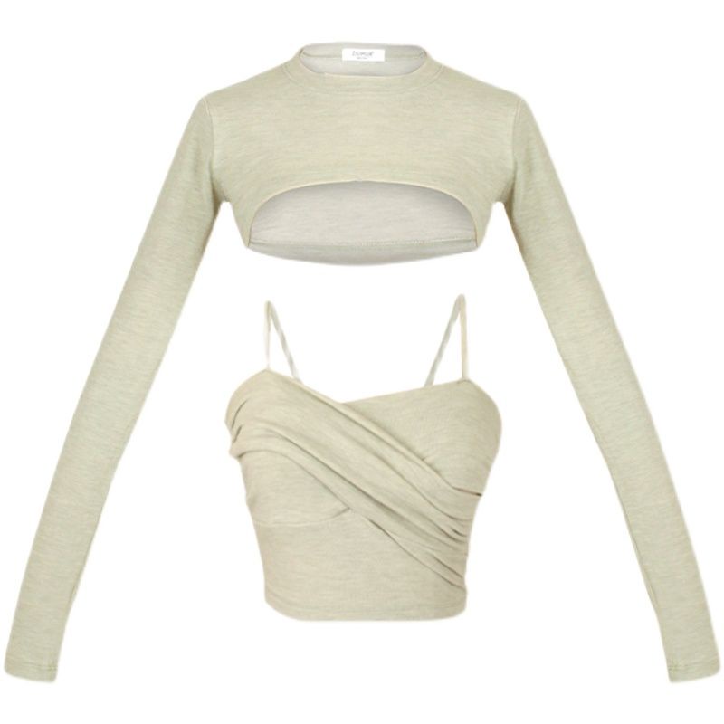 Áo Lửng Tay Dài Hai Mảnh Phong Cách Âu Mỹ Quyến Rũ Dành Cho Nữ