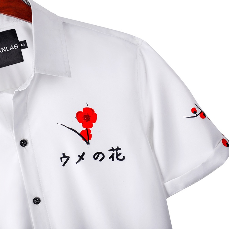 Áo sơ mi nam ngắn tay, họa tiết hoa lá, chất vải lụa thoáng mát , không nhăn , form regular Blossom AMANLAB
