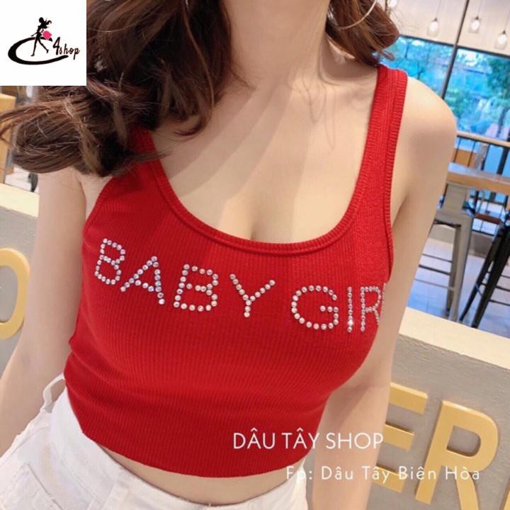 Áo Thun gân dây bảng to in chữ BaBy Girl Cực Teen - Hàng Có Sẵn- ảnh Video Thật Giá tốt
