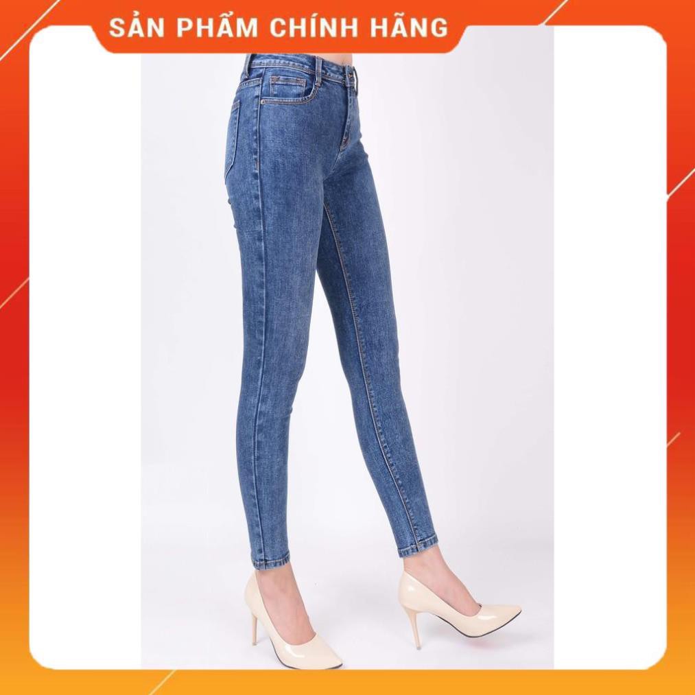 Quần jean nữ ống bó skinny đẹp lưng cao cạp cao trơn màu xanh đá hàng hiệu cao cấp mã 419 VANIZEN -pc2 c