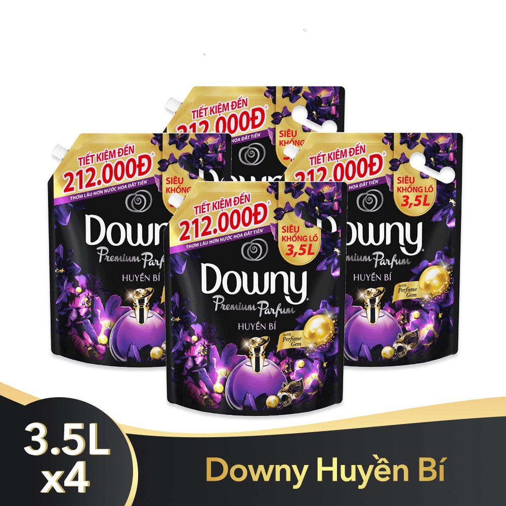 [Nguyên thùng] Combo 4 túi Nước xả vải Downy Huyền bí (Đen) túi 3.5L X4