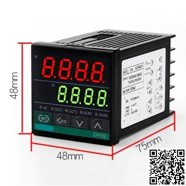 Đồng hồ nhiệt độ RKC-REX-CH102 out RELAY+SSR điện áp 80-240VAC kích thước 48x48 nhiệt độ 400°C, 1300°C