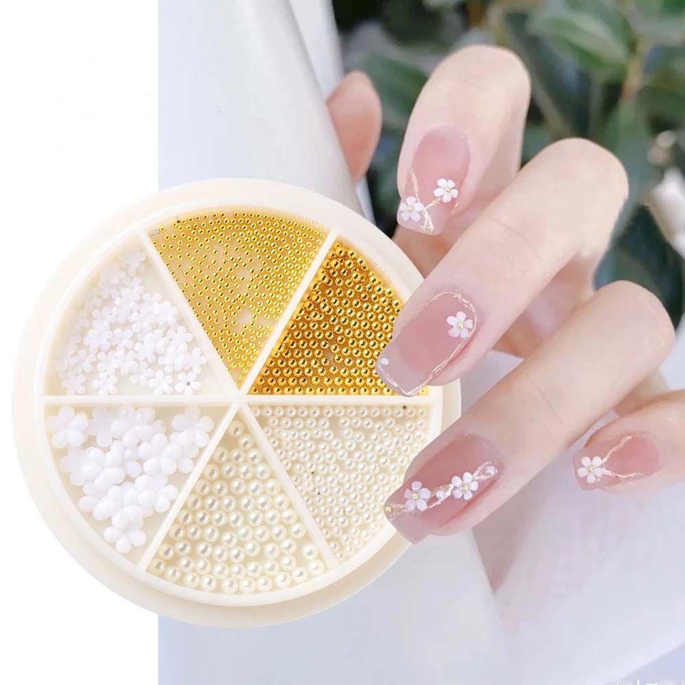 Phụ Kiện Trang Trí Móng Tay Hình Hoa Năm Cánh Bằng Thép Tinh Tế DIY