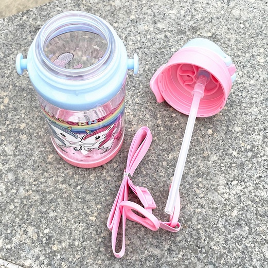 Socute Bình Nước Hình Người Nhện / Mèo Máy 450ml Có Dây Đeo