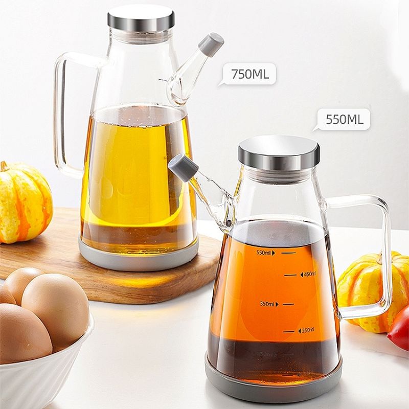 Bình Đựng Dầu Ăn, Nước Mắm, Gia Vị 1000ML Thủy Tinh Cao Cấp Chia Vạch Trong Nhà Bếp