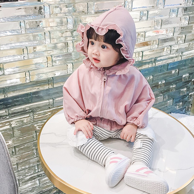 Áo Khoác Chiffon Có Mũ Chống Nắng Dễ Thương Cho Bé Gái