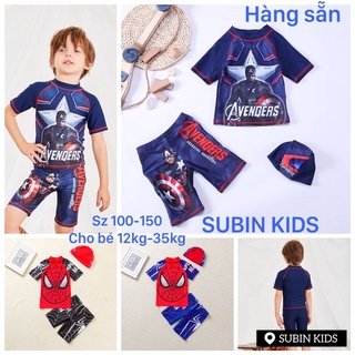 (hàng QC, sẵn) set bơi bé trai SBBT66 sz 13-35kg đồ bơi cho trẻ em hình siêu nhân 3 chi tiết hàng QC mềm đẹp SUBIN KIDS
