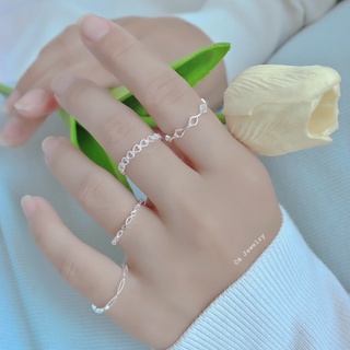 Nhẫn nữ bạc set nhẫn bạc s925 đan chéo nhau Cá jewelry