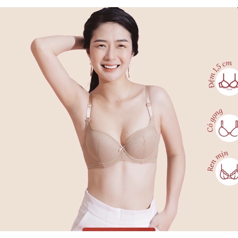 Áo lót nữ đệm vừa có gọng ren mềm nâng ngực 1,5cm LOVELY524