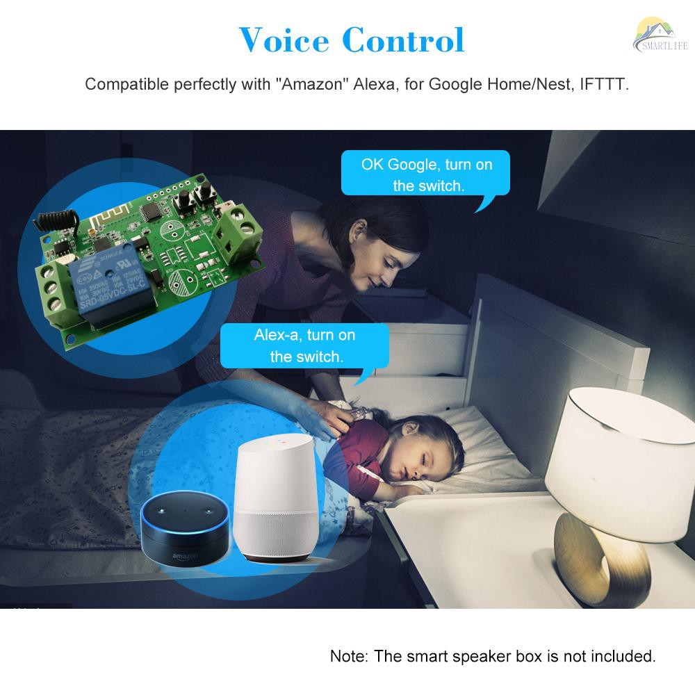 ANDROID ALEXA Công Tắc Điều Khiển Mở Cửa Nhà Thông Minh Ewelink 5v / 12v / 220v Wifi Rf 433mhz Cao Cấp