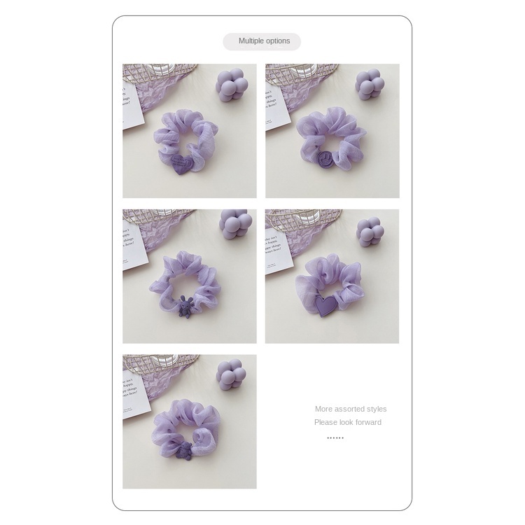 Dây Cột Tóc Cao Su Bản Lớn In Họa Tiết Hoạt Hình Gấu Trái Tim Màu Xanh Dương