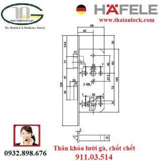 Thân khóa Hafele 911.03.514