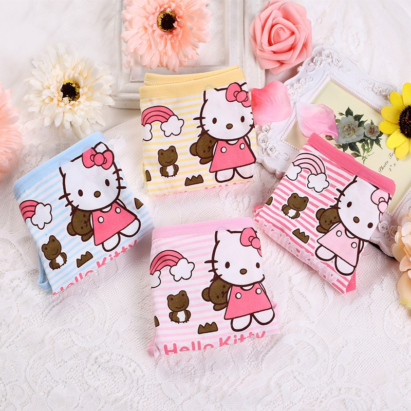 Quần chip cotton hình Kitty cho bé gái 1-12 tuổi chất thun co giãn thoáng mát nhiều màu sắc