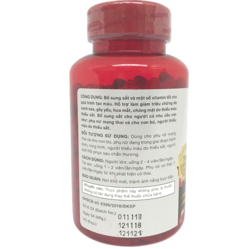 Viên bổ sung sắt Feron B9 Mediphar Usa Lọ 120 viên nang mềm