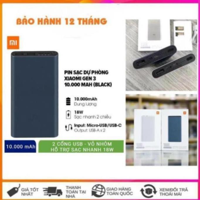 Pin Sạc Dự Phòng Xiaomi 10000mAh Gen 3 New 2020 Sạc Nhanh QC 3.0 - I.CASE.STORE