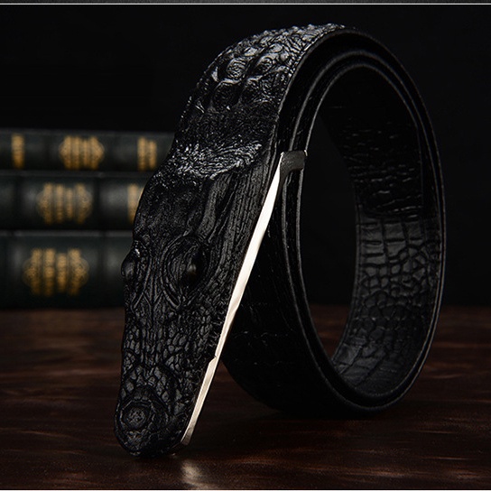 Thắt Lưng Da Nam Hình Cá Sấu Siêu Đẹp Khóa cài dây dài 1m2 dây nịt nam Thời Trang Sang Trọng Mạnh Mẽ Dễ Phối Đồ