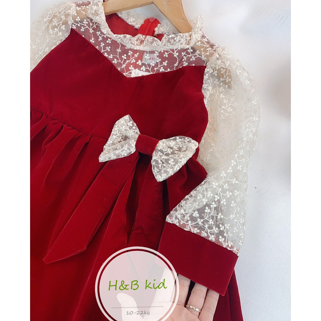 TẾT 2021 Váy nhung phối ren H&amp;B kids tiểu thư cực xinh