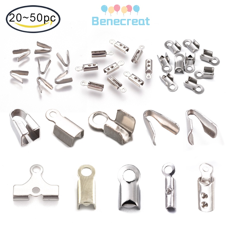 Set 50 đầu kẹp dây da bằng thép không gỉ 304 cỡ 10x4x3.5mm lỗ 1mm