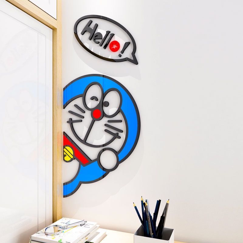 Tranh dán tường mica 3D DORAEMON trang trí cửa phòng