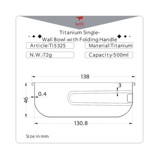 Chén ăn 500ml Titanium Keith Ti5325 có tay cầm